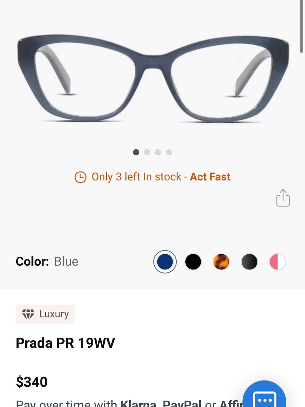 Prada Navy Blue Cat-Eye Women's Glasses - Picture 8 of 8